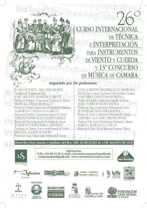 26th July to 2nd August, 2020. 26º Edition of Music Course in Zamora