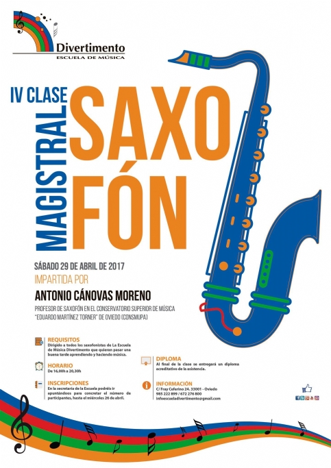29 de abril de 2017. Clase Magistral de Saxofón de Antonio Cánovas