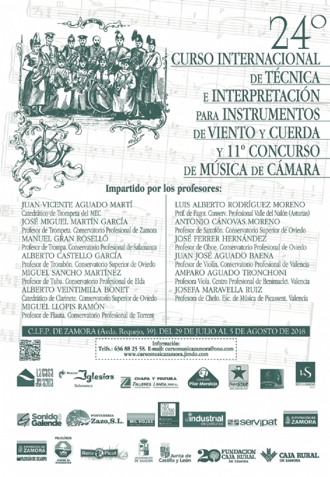 29 de julio al 5 de agosto de 2018. 24º Edición del Curso de Música de Zamora